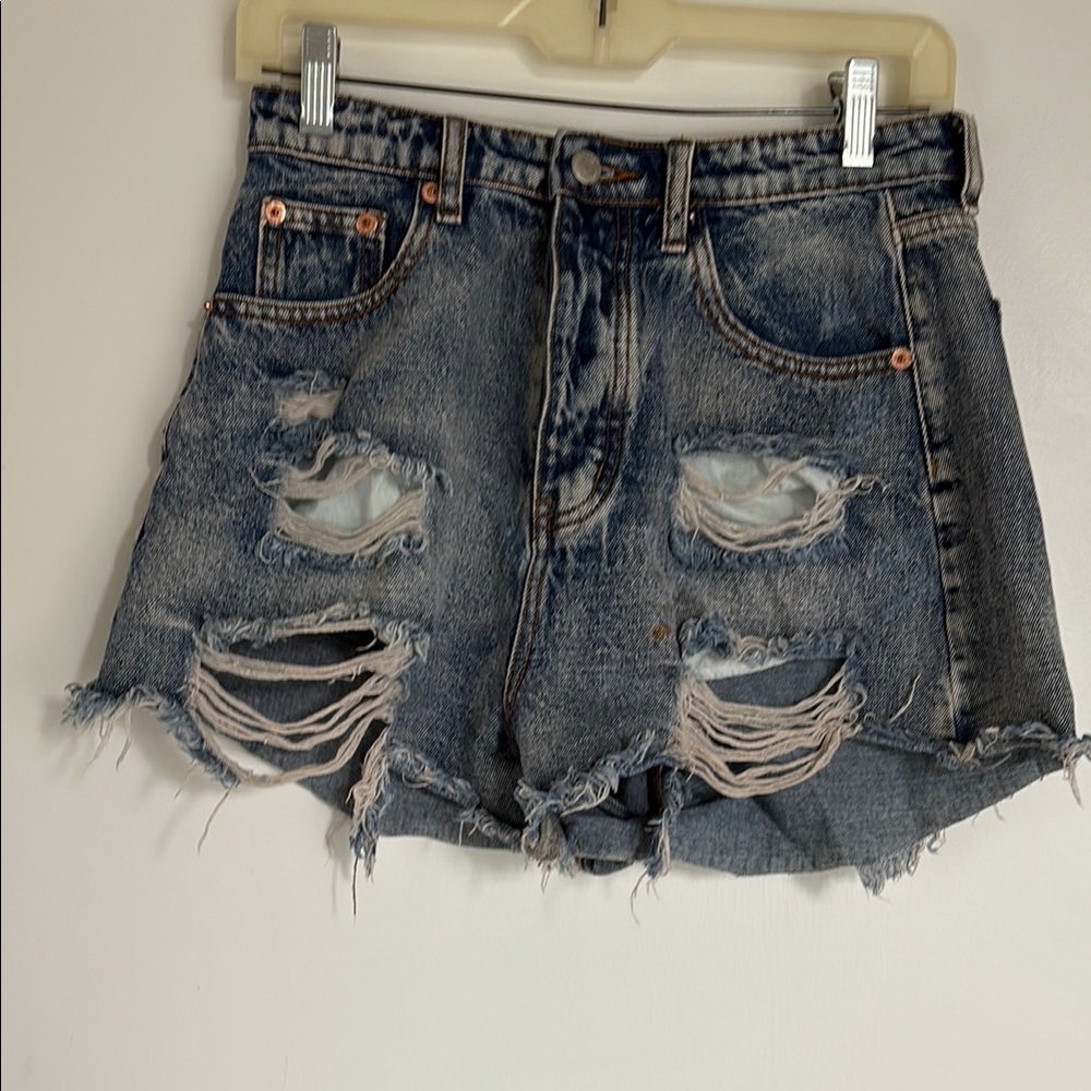 Signature8 Vintage Blue Frayed Denim Shorts
